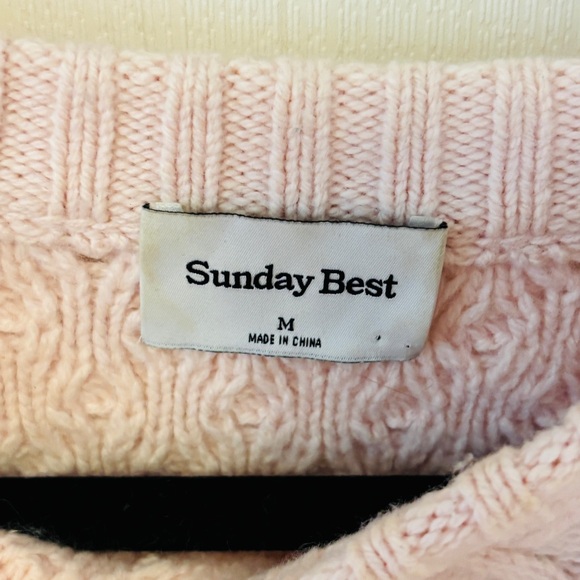 Aritzia Sunday Best Lima Sweater Merino wool cable-knit sweater Size medium - Picture 7 of 11